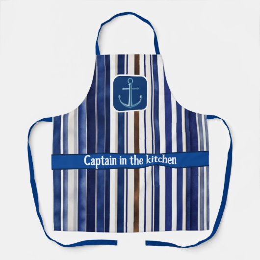 サマーネイビーブルートレンディーボートストライプコレクション エプロン (正面)