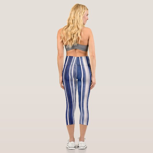 サマーネイビーブルートレンディーボートストライプコレクション カプリレギンス (裏面)