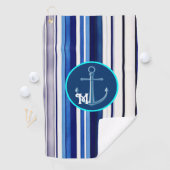 サマーネイビーブルーボートトレンディーストライプコレクション ゴルフタオル (インサイチュ)