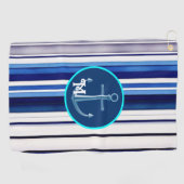 サマーネイビーブルーボートトレンディーストライプコレクション ゴルフタオル (横)