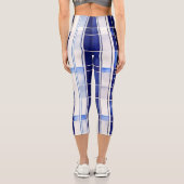 サマーネイビーブルーボートモダンストライプコレクション カプリレギンス (裏面)