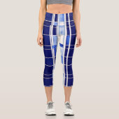 サマーネイビーブルーボートモダンストライプコレクション カプリレギンス (正面)