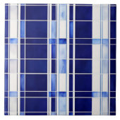 サマーネイビーブルーボートモダンストライプコレクション タイル (正面)