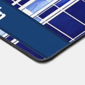 サマーネイビーブルーボートモダンストライプコレクション デスクマット (コーナー)