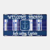 サマーネイビーブルーボートモダンストライプコレクション デスクマット (正面)