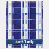 サマーネイビーブルーボートモダンストライプコレクション フリースブランケット (正面)