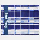 サマーネイビーブルーボートモダンストライプコレクション フリースブランケット (正面(横))