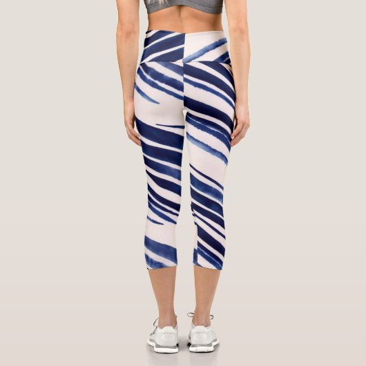 サマーネイビーブルーボート人気があるストライプコレクション カプリレギンス (裏面)