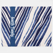 サマーネイビーブルーボート人気があるストライプコレクション フリースブランケット (正面(横))