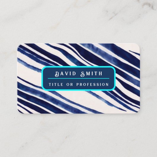 サマーネイビーブルーボート人気があるストライプコレクション 名刺 (正面)