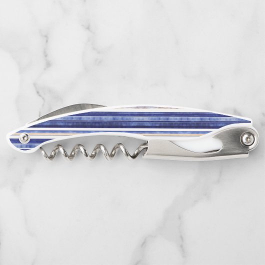 サマーネイビーブルーモダンボートストライプコレクション ソムリエナイフ (裏面)