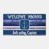 サマーネイビーブルーモダンボートストライプコレクション デスクマット (正面)