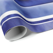 サマーネイビーブルーモダンボートストライプコレクション ラッピングペーパー (ロールコーナー)