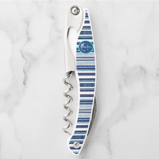 サマーネイビーブルー人気があるボートストライプコレクション ソムリエナイフ (正面)