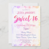 サマーハイビスカスフローラトロピカルスウィート16誕生日 招待状 (正面)