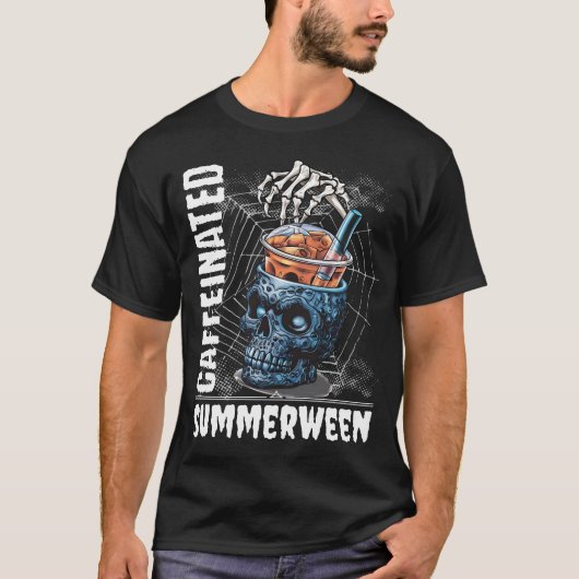 サマーハロウィンのスケルトンコーヒー Tシャツ (正面)