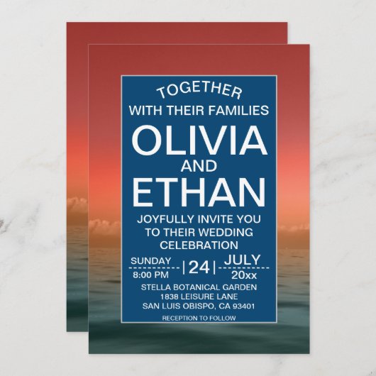 サマーハワイ海海軍結婚式招待状 招待状 (正面/裏面)