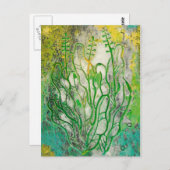 サマーハーブ野草花抽象芸術植物フローラ ポストカード (正面/裏面)