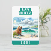 サマーバイブウォーターカラーウォレス誕生日カード シーズンカード (スタンド正面)