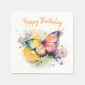 サマーバイブウォーターカラーバタフライ – ハッピーバースデー スタンダードカクテルナプキン (正面)