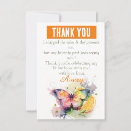 サマーバイブウォーターカラーバタフライ – 誕生日 サンキューカード