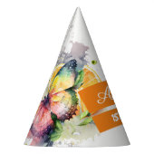 サマーバイブウォーターカラーバタフライ – 誕生日 パーティーハット (左)