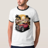 サマーバイブスのクラシックカー Tシャツ (正面)