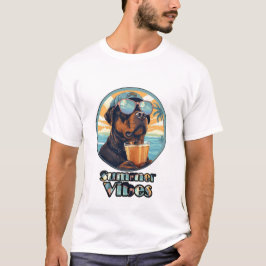 サマーバイブスの犬 - ビーチでクールな気分のTシャツ Tシャツ