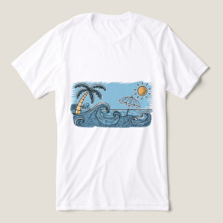 サマーバイブスビーチイラスト トライブレンドTシャツ