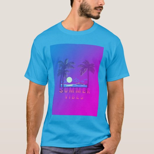 サマーバイブスビーチサンセットTシャツ Tシャツ (正面)