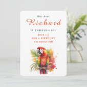 サマーバイブス インコ - 誕生日招待状カード 招待状 (スタンド正面)