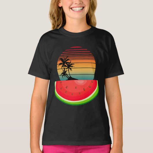 サマーバイブス サンセット スイカ  Tシャツ (正面)