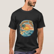 サマーバイブス トロピカルサンセット ヤシの木 Tシャツ