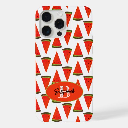 サマーバイブス ファン ウォーターメロン スライス パターン iPhoneケース (裏面)