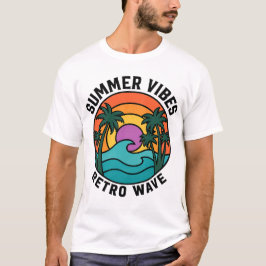 サマーバイブス レトロウェーブ 夕日 ヤシの木 Tシャツ