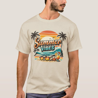 サマーバイブス レトロ ビーチ ビンテージ トロピカル バケーション Tシャツ