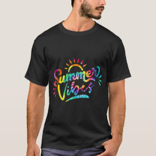サマーバイブテイ染料サマービーチトラベルファミリーヴァ Tシャツ