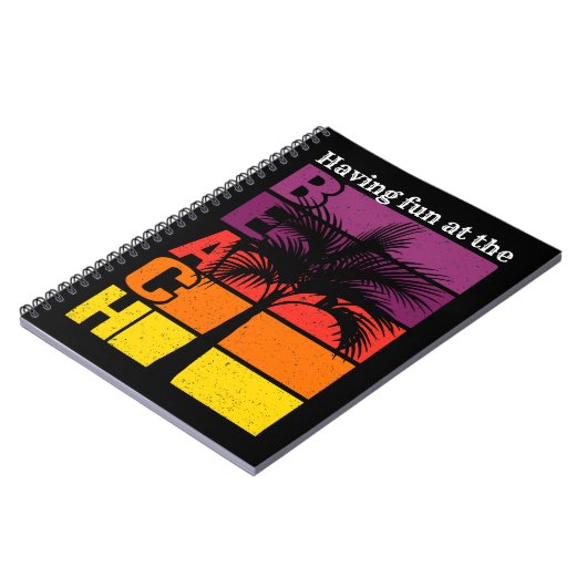 サマーバケーションおもしろいを持つビーチレトロ ノートブック (左側)