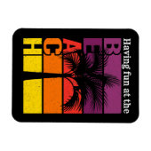 サマーバケーションおもしろいを持つビーチレトロ マグネット (横)