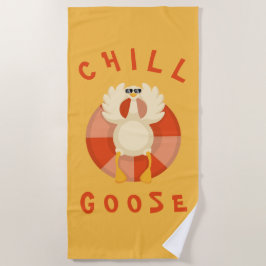 サマーバケーションビーチチルグーススイムリングオレンジ ビーチタオル