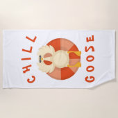 サマーバケーションビーチチルグーススイムリングホワイト ビーチタオル (正面)