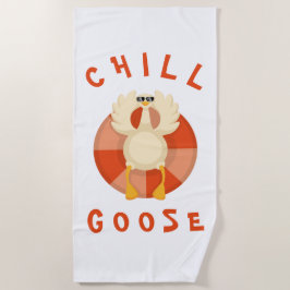 サマーバケーションビーチチルグーススイムリングホワイト ビーチタオル