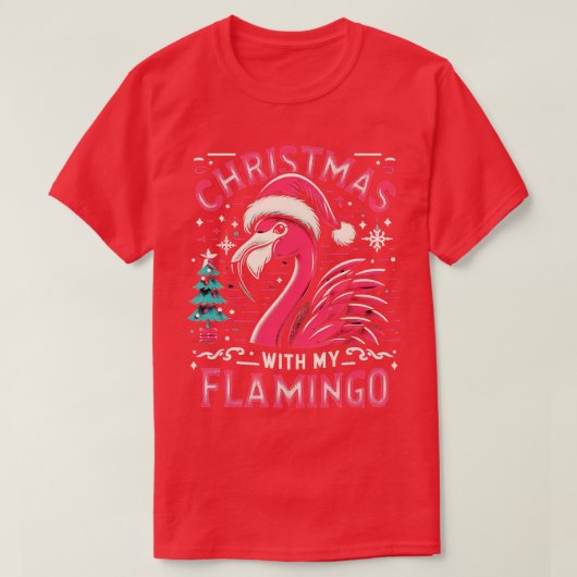 サマーバケーションフラミンゴ愛おもしろい者クリスマス Tシャツ (デザイン正面)