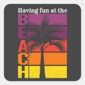 サマーバケーションヘビーズザおもしろいビーチレトロ スクエアシール (正面)