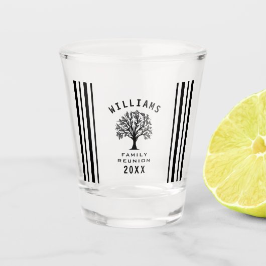 サマーバケーションロードトリップファミリー懇親会カッコいいツリー ショットグラス (正面)