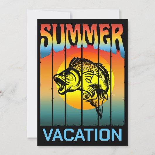 サマーバケーション魚釣り海サンセット 招待状 (正面)