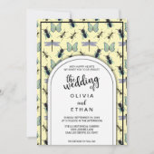 サマーバタフライパターンフローラ結婚式招待状 招待状 (正面)