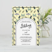 サマーバタフライパターンフローラ結婚式招待状 招待状 (スタンド正面)