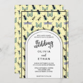 サマーバタフライパターンフローラ結婚式招待状 招待状 (正面/裏面)