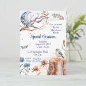 サマーバタフライブルーバードムーンかわいらしフローラ 招待状 (スタンド正面)